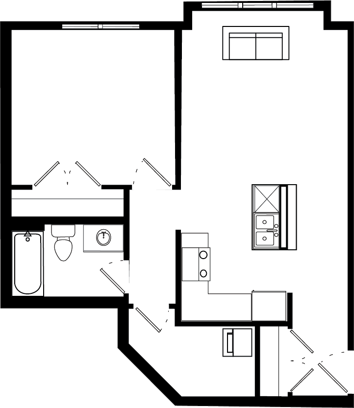 1-Bed 1-Bath (M) floor plan